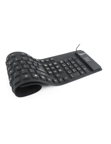 KEYBOARD FLEXIBLE USB ENG/BLACK KB-109F-B GEMBIRD