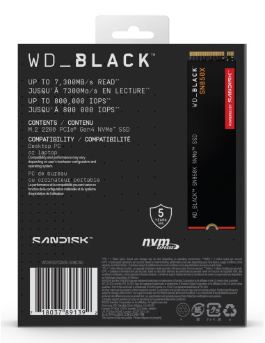 SSD, SANDISK, 600xTBW rating, Read speed 7300 MB/s, Write speed 6300 MB/s, NVMe Yes, PCI Express 4.0, M.2, 1000 GB, POWERED BY 
