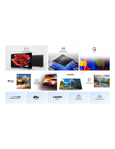TV Set, TCL, 75 ", 4K Ultra HD, 3840 x 2160 pixels, Flat, 16:9, QLED, 75P7K
