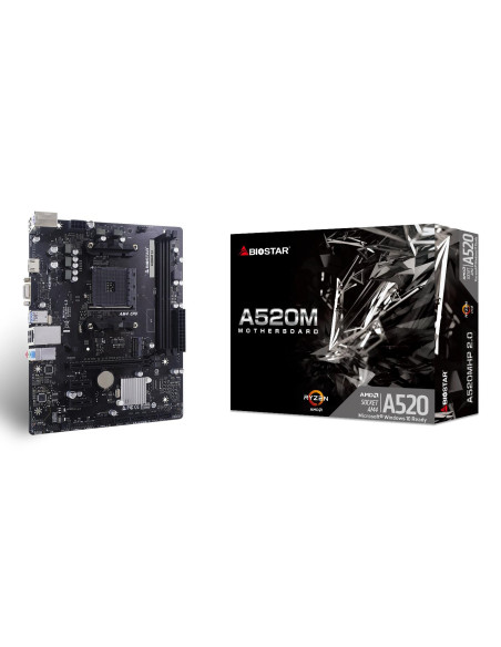 Mainboard, BIOSTAR, AMD A520, Socket AM4, micro ATX, RAM DDR4-SDRAM, 2xSlots, 1xNumber of M.2 (M) slots, A520MHP2.0
