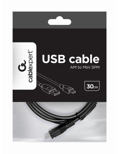 CABLE USB2 AM-MINI 30CM BLACK/CCP-USB2-AM5P-1 GEMBIRD