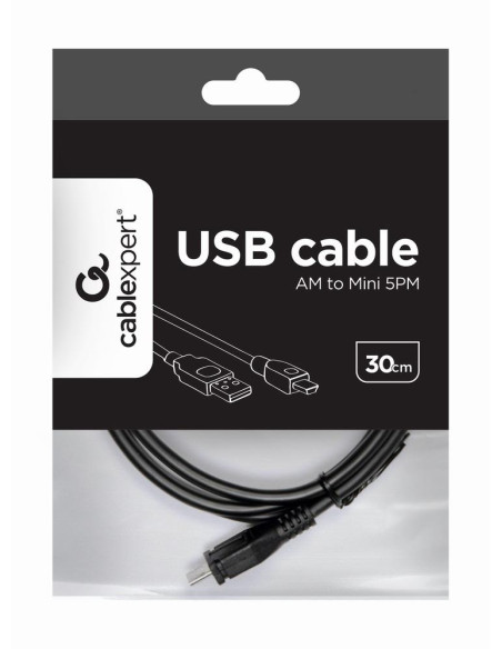 CABLE USB2 AM-MINI 30CM BLACK/CCP-USB2-AM5P-1 GEMBIRD