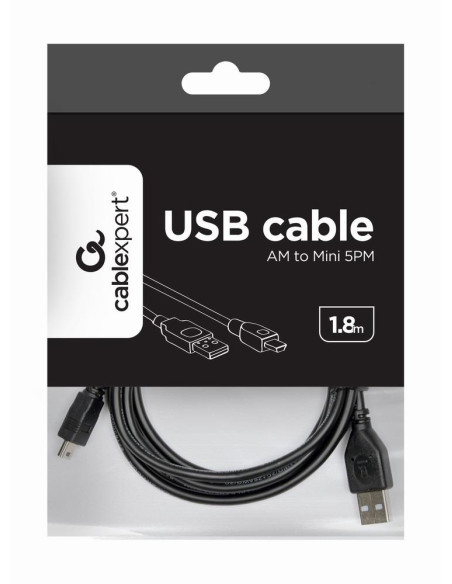 CABLE USB2 AM-MINI 1.8M BLACK/CCP-USB2-AM5P-6 GEMBIRD