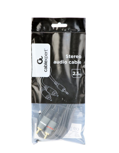CABLE AUDIO 3.5MM TO 2RCA 2.5M/GOLD CCA-352-2.5M GEMBIRD