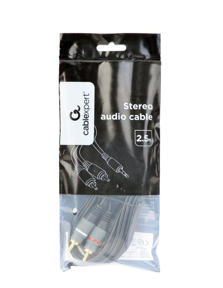 CABLE AUDIO 3.5MM TO 2RCA 2.5M/GOLD CCA-352-2.5M GEMBIRD
