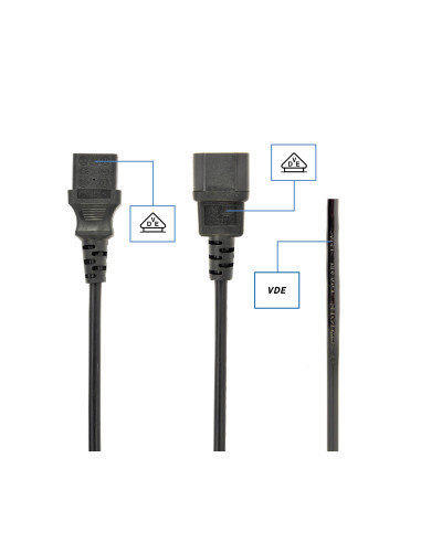 CABLE POWER C13 TO C14 1.8M/PC-189-075-1.8M GEMBIRD