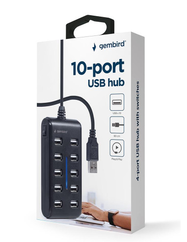 I/O HUB USB2 10PORT/UHB-U2P10P-01 GEMBIRD
