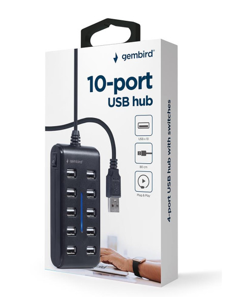I/O HUB USB2 10PORT/UHB-U2P10P-01 GEMBIRD