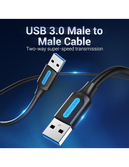 CABLE USB3.0 MALE TO MALE/0.5M BLACK CONBD VENTION