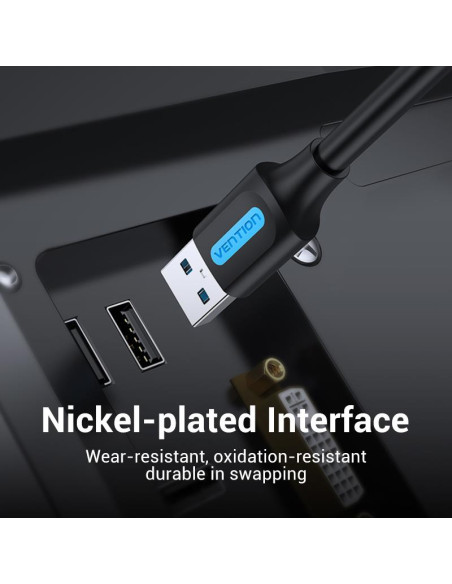 CABLE USB3.0 MALE TO MALE/0.5M BLACK CONBD VENTION