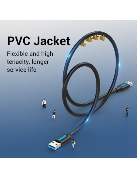 CABLE USB3.0 MALE TO MALE/0.5M BLACK CONBD VENTION