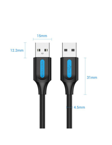 CABLE USB2.0 MALE TO MALE/2M BLACK COJBH VENTION