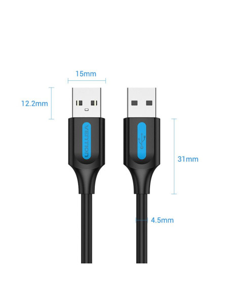 CABLE USB2.0 MALE TO MALE/2M BLACK COJBH VENTION