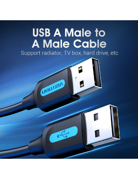 CABLE USB2.0 MALE TO MALE/2M BLACK COJBH VENTION