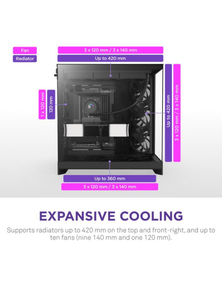 Case, NZXT, ATX/micro ATX/Mini-ITX/EATX, Black, Midi Tower, PC, CM-H92FB-01