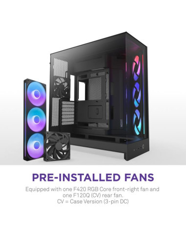 Case, NZXT, ATX/micro ATX/Mini-ITX/EATX, Black, Midi Tower, PC, CM-H92FB-R1