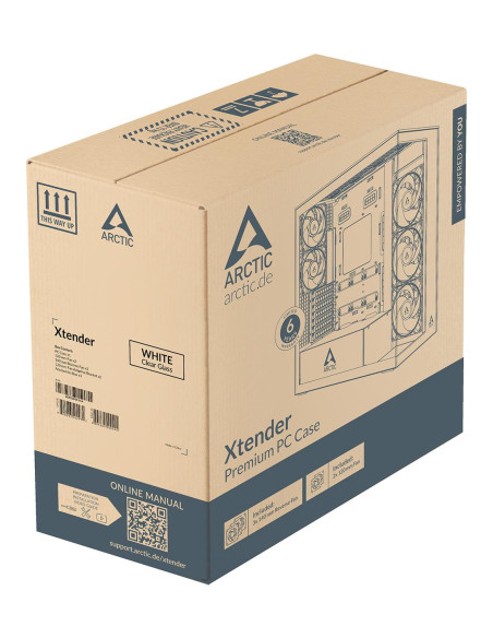 Case, ARCTIC, Xtender VG (White), Case product features Transparent panel, Not included, Colour White, ACPCC00017A