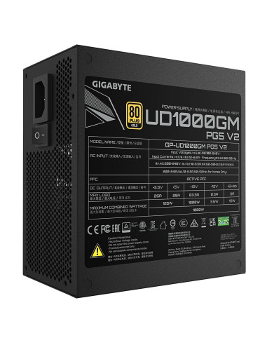 Power Supply, GIGABYTE, GP-UD1000GM, ATX 3.1, 1000 Watts, Efficiency 80 PLUS GOLD, PFC Active, GP-UD1000GMPG5V2