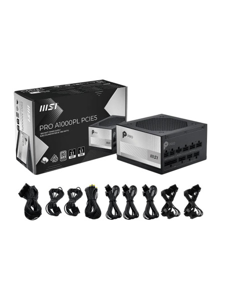 Power Supply, MSI, PRO A1000PL PCIE5, ATX, PC, 100 - 240 V, 1000 W, PROA1000PLPCIE5