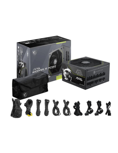 Power Supply, MSI, MAG A1000PLS PCIE5, ATX, PC, 100 - 240 V, 1000 W, MAGA1000PLSPCIE5