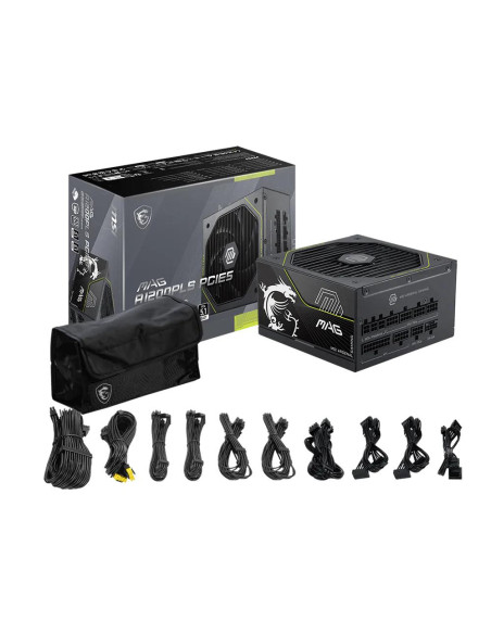 Power Supply, MSI, MAG A1200PLS PCIE5, ATX, PC, 100 - 240 V, 1200 W, MAGA1200PLSPCIE5