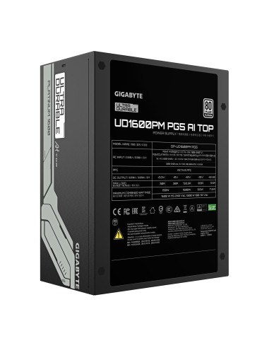Power Supply, GIGABYTE, GP-UD1600PM PG5, 1600 Watts, Efficiency 80 PLUS PLATINIUM, PFC Active, GP-UD1600PMPG5