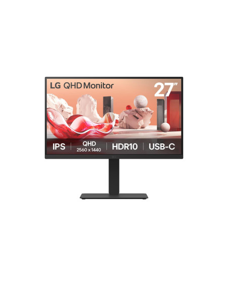 LCD Monitor, LG, 27BA75QB-B, 27", Panel IPS, 2560x1440, 16:9, 100Hz, Matte, Speakers, Swivel, Pivot, Height adjustable, Tilt, C