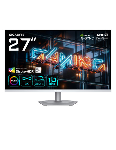 Monitor, GIGABYTE, 27 ", 2560 x 1440 pixels, Quad HD, Native aspect ratio 16:9, QD-OLED, Flat, MO27Q2AICEEK