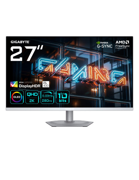 Monitor, GIGABYTE, 27 ", 2560 x 1440 pixels, Quad HD, Native aspect ratio 16:9, QD-OLED, Flat, MO27Q2AICEEK