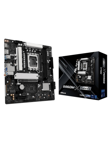 Mainboard, ASROCK, Intel B860, LGA 1851 (Socket V1), micro ATX, RAM DDR5-SDRAM, 2xSlots, 1xNumber of M.2 (M) slots, B860M-XGEN5
