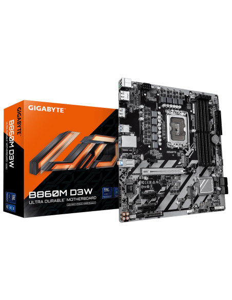 Mainboard, GIGABYTE, Intel B860, LGA 1851 (Socket V1), micro ATX, RAM DDR5-SDRAM, 4xSlots, 2xNumber of M.2 (M) slots, B860MD3W