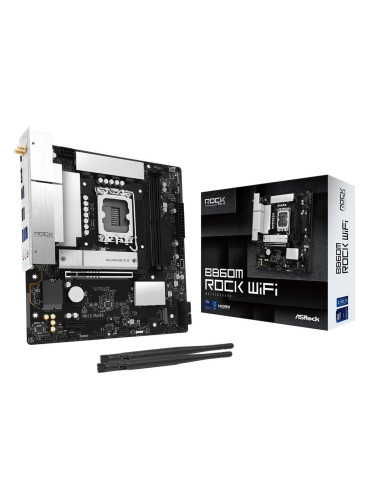 Mainboard, ASROCK, Intel B860, LGA 1851 (Socket V1), micro ATX, RAM DDR5-SDRAM, 2xSlots, Wi-Fi Yes, Bluetooth Yes, 1xNumber of 