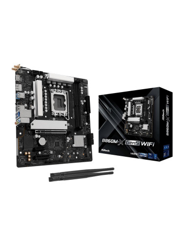 Mainboard, ASROCK, Intel B860, LGA 1851 (Socket V1), micro ATX, RAM DDR5-SDRAM, 2xSlots, Wi-Fi Yes, Bluetooth Yes, 1xNumber of 