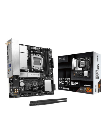 Mainboard, ASROCK, AMD B850, Socket AM5, micro ATX, RAM DDR5-SDRAM, 2xSlots, Wi-Fi Yes, Bluetooth Yes, 1xNumber of M.2 (M) slot