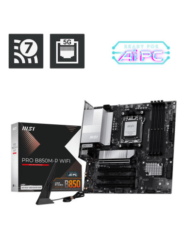 Mainboard, MSI, AMD B850, SAM5, Micro-ATX, Memory DDR5, Memory slots 4, PROB850M-PWIFI