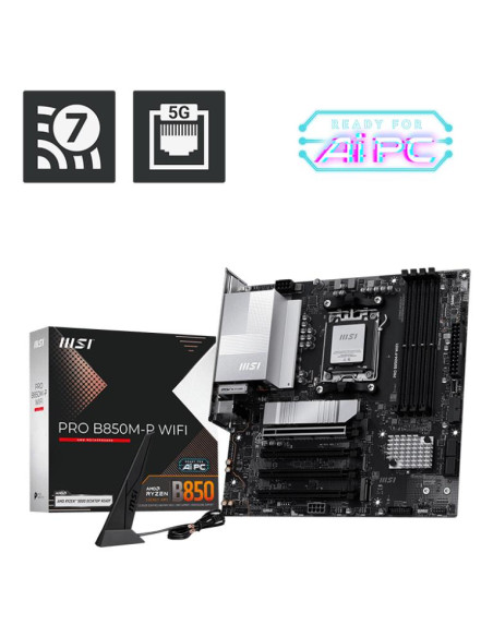 Mainboard, MSI, AMD B850, SAM5, Micro-ATX, Memory DDR5, Memory slots 4, PROB850M-PWIFI
