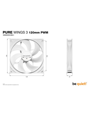 CASE FAN 120MM PURE WINGS 3/WHITE PWM BL110 BE QUIET