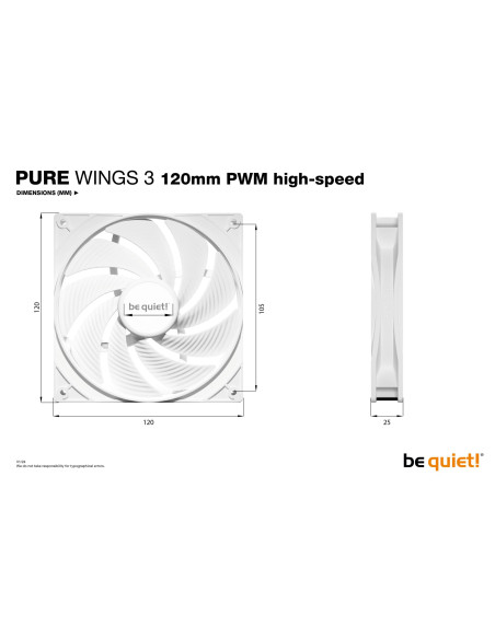 CASE FAN 120MM PURE WINGS 3/WH PWM HIGH-SP BL111 BE QUIET