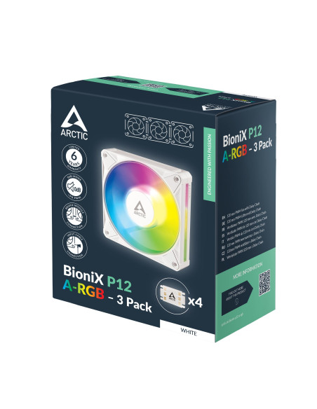 CASE FAN 120MM BIONIX P12 ARGB/3-PACK WHT ACFAN00338A ARCTIC