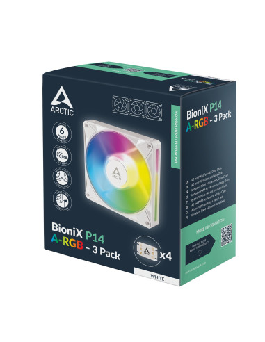 CASE FAN 140MM BIONIX P14 ARGB/3-PACK WHT ACFAN00342A ARCTIC