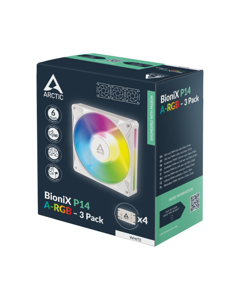 CASE FAN 140MM BIONIX P14 ARGB/3-PACK WHT ACFAN00342A ARCTIC