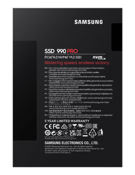 SSD, SAMSUNG, 990 PRO, 1TB, M.2, PCIE, NVMe, MLC, Write speed 6900 MBytes/sec, Read speed 7450 MBytes/sec, 2.3mm, TBW 600 TB, M