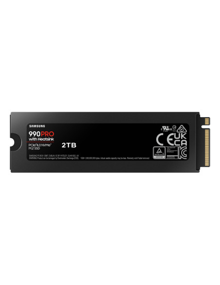 SSD, SAMSUNG, 990 PRO with Heatsink, 2TB, M.2, PCIE, NVMe, MLC, Write speed 6900 MBytes/sec, Read speed 7450 MBytes/sec, 2.3mm,
