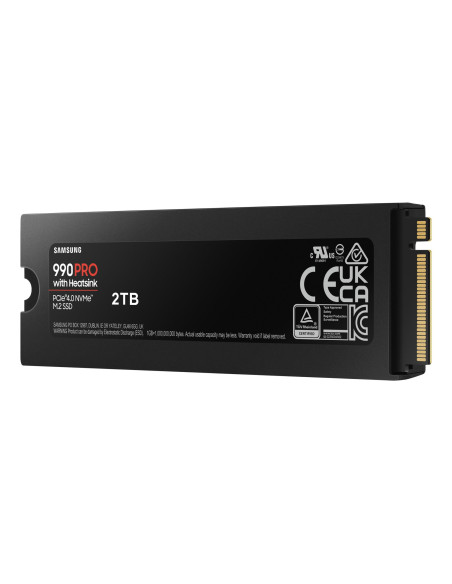 SSD, SAMSUNG, 990 PRO with Heatsink, 2TB, M.2, PCIE, NVMe, MLC, Write speed 6900 MBytes/sec, Read speed 7450 MBytes/sec, 2.3mm,