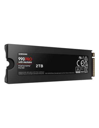 SSD, SAMSUNG, 990 PRO with Heatsink, 2TB, M.2, PCIE, NVMe, MLC, Write speed 6900 MBytes/sec, Read speed 7450 MBytes/sec, 2.3mm,