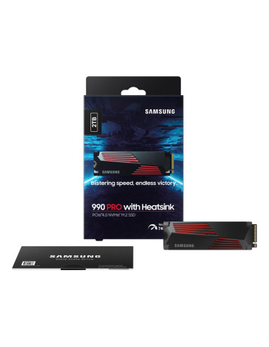 SSD, SAMSUNG, 990 PRO with Heatsink, 2TB, M.2, PCIE, NVMe, MLC, Write speed 6900 MBytes/sec, Read speed 7450 MBytes/sec, 2.3mm,