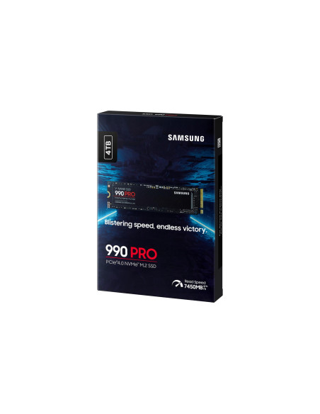 SSD, SAMSUNG, 990 PRO, 4TB, M.2, PCIe Gen4, NVMe, TLC, Write speed 6900 MBytes/sec, Read speed 7450 MBytes/sec, 2.3mm, TBW 2400