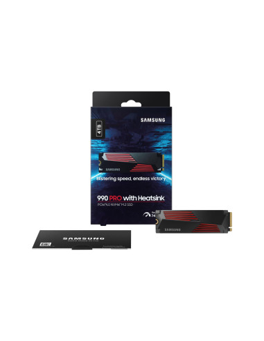 SSD, SAMSUNG, 990 PRO with Heatsink, 4TB, M.2, PCIe Gen4, NVMe, TLC, Write speed 6900 MBytes/sec, Read speed 7450 MBytes/sec, T