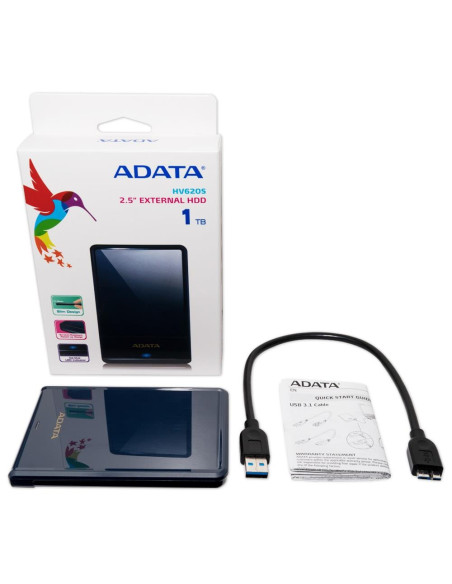 External HDD, ADATA, HV620S, 1TB, USB 3.1, Colour Blue, AHV620S-1TU31-CBL