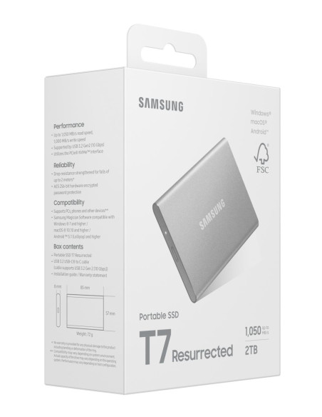 External SSD, SAMSUNG, Read speed 1050 MB/s, Write speed 1000 MB/s, 2000 GB, MU-PD2T0G/WW